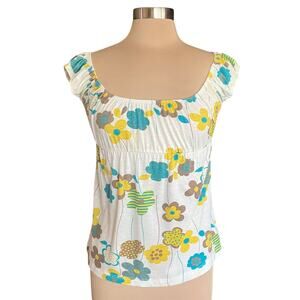 Vintage Wet Seal  Y2K Babydoll Top Mod Floral Print Retro 70s Inspired Boho